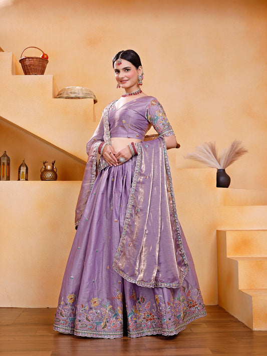 Purple Party Wear Fendy Silk Saree