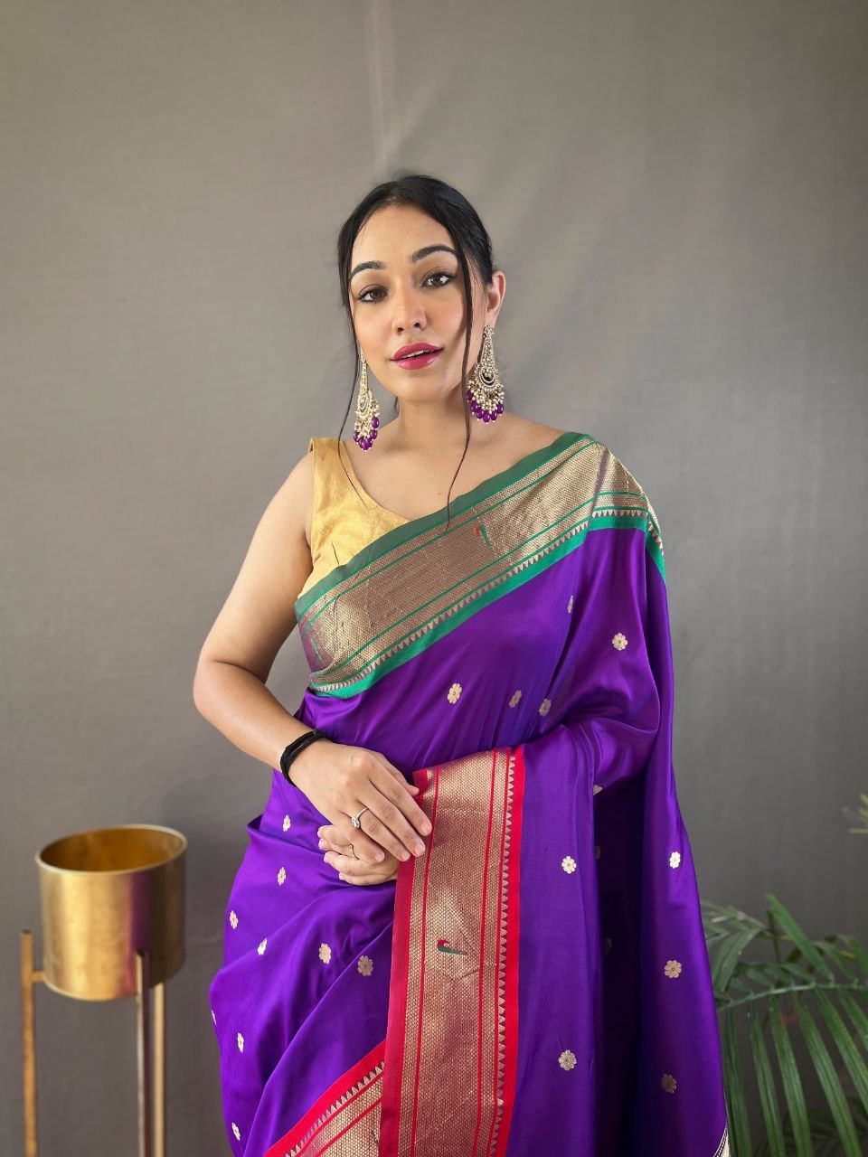Purple Traditional Marathi Paithani Saree