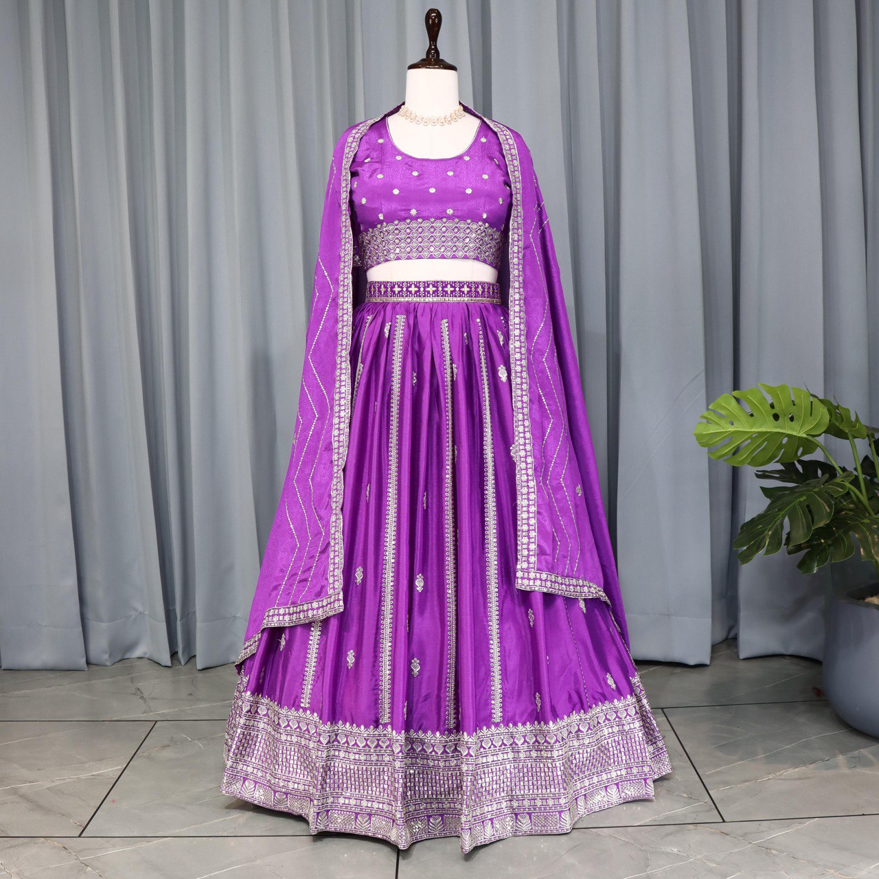 Purple Wedding Wear Designer Lehenga