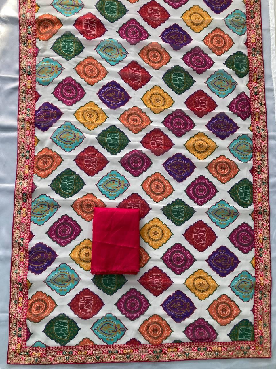 Rajwadi Bandhej Print Georgette Saree