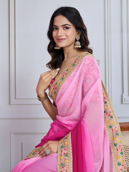 Rani & Pink Digital Printed Georgette Saree