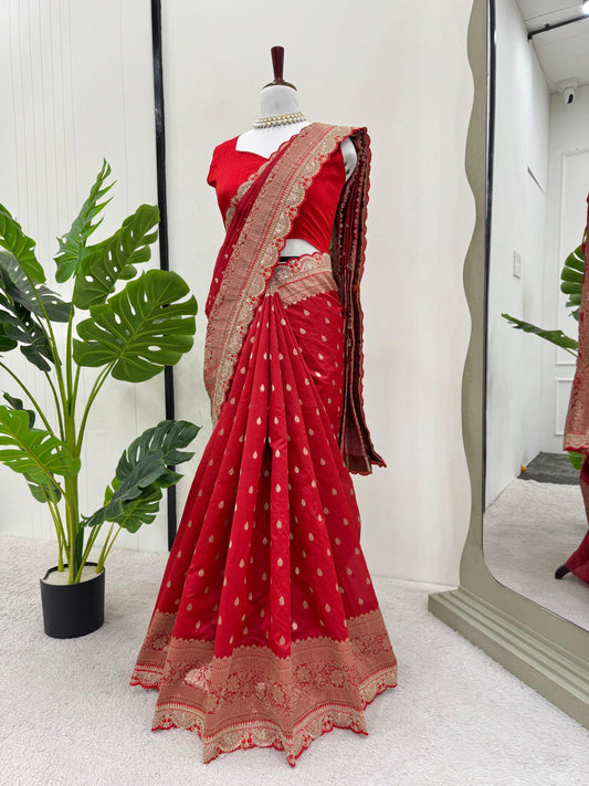 Red Wedding Wear Kota Silk Saree