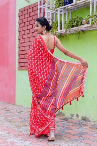 Sequance Crochet Worked Georgette Saree