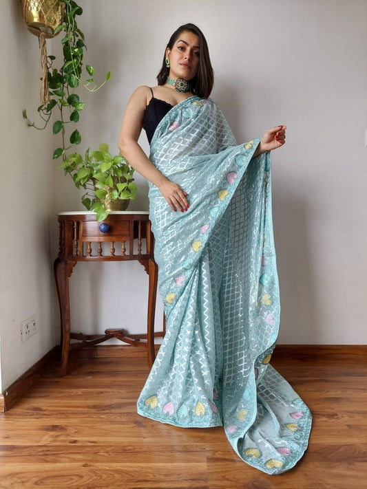 Sky Designer Party Wear Georgette Saree