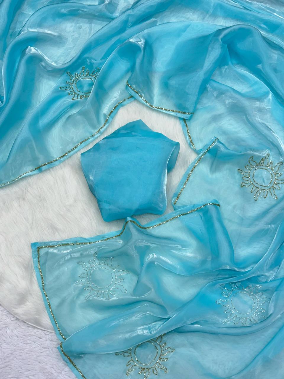 Sky Two Tone Jimmy Choo Silk Saree