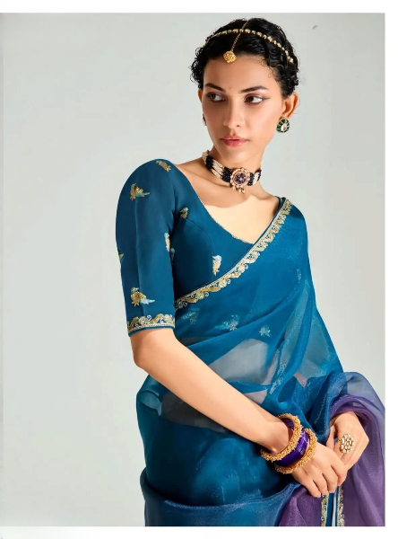 Stylish Organza Saree With Blouse | 100% Original Saree