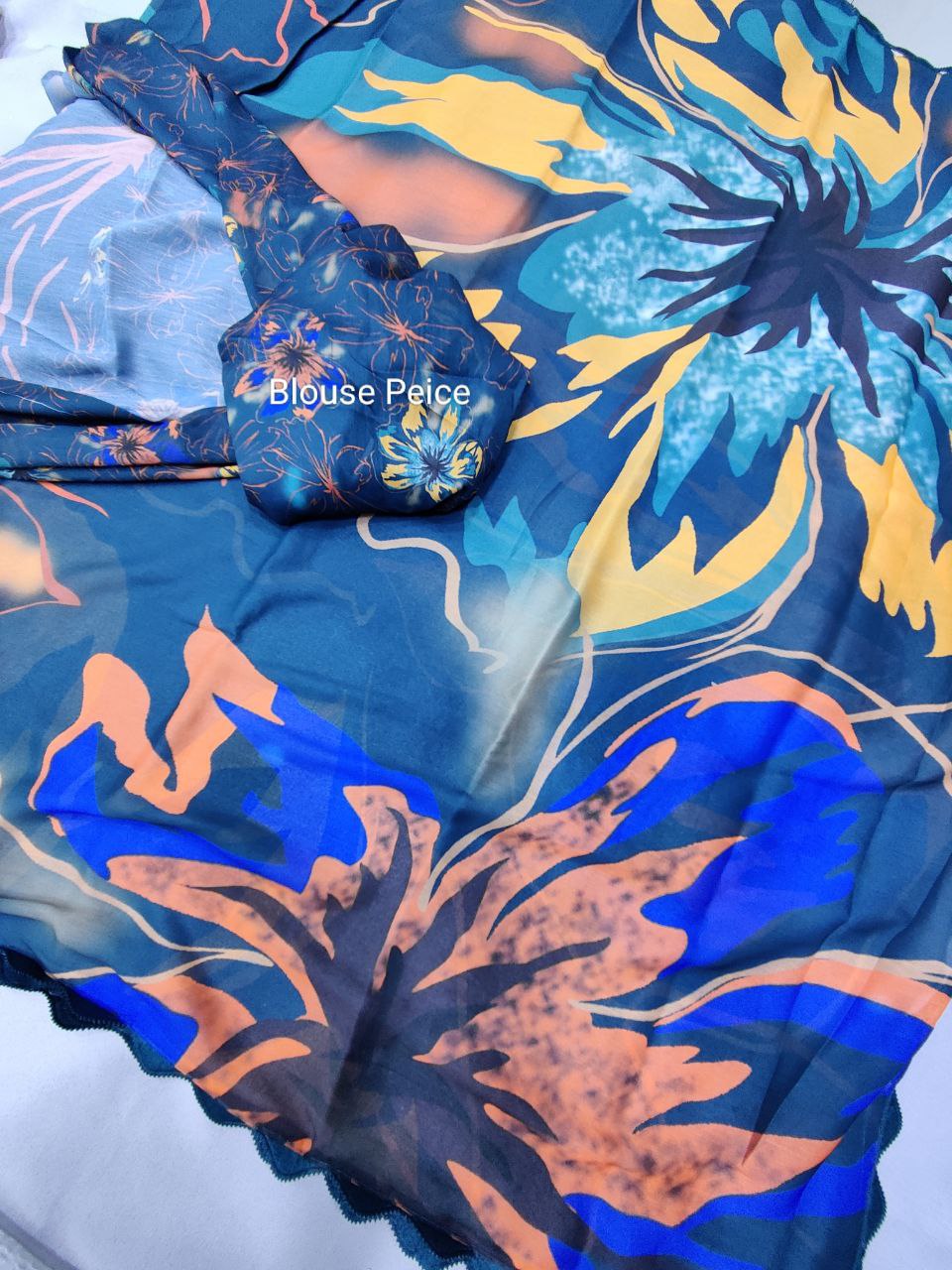 Stylish Party Wear Moss Silk Saree