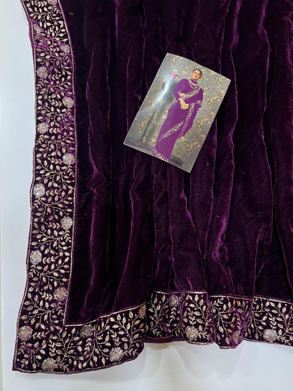 Stylish Party Wear Velvet Saree