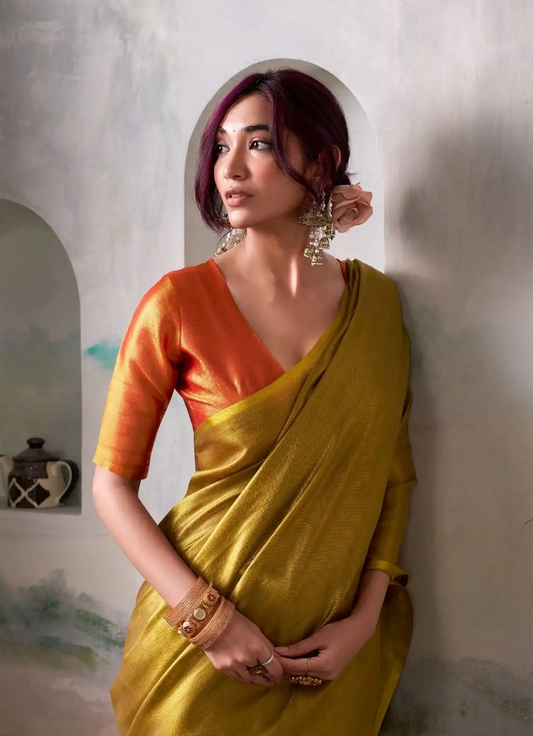 Stylish Pure Handloom Tissue Silk Saree