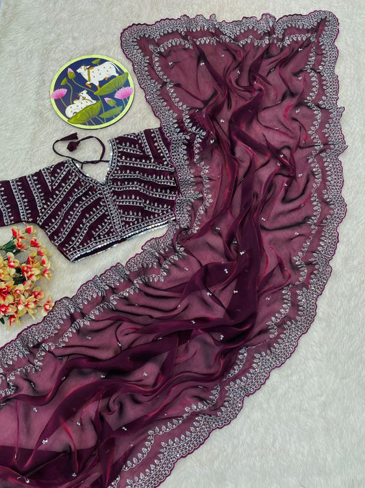 Stylish Zimmy Choo Satin Saree