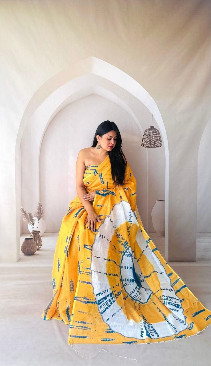 Summer Wear Flowy Linen Silk Cotton Saree