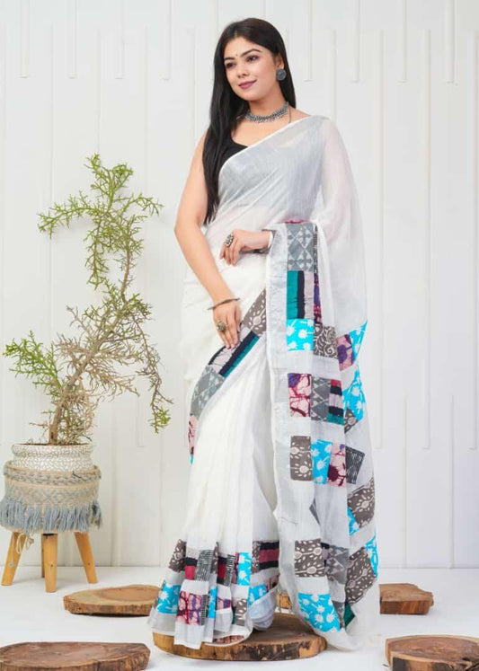 Summer Wear Flowy Linen Silk Cotton Saree