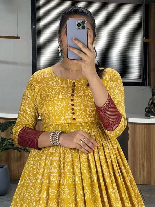 Traditional Cotton Silk Gown Dress