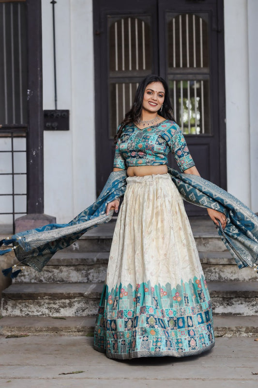 Traditional Jacquard Viscose Wedding Wear Lehenga