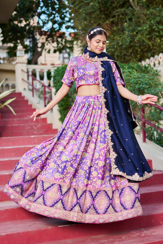 Traditional Jacquard Viscose Wedding Wear Lehenga