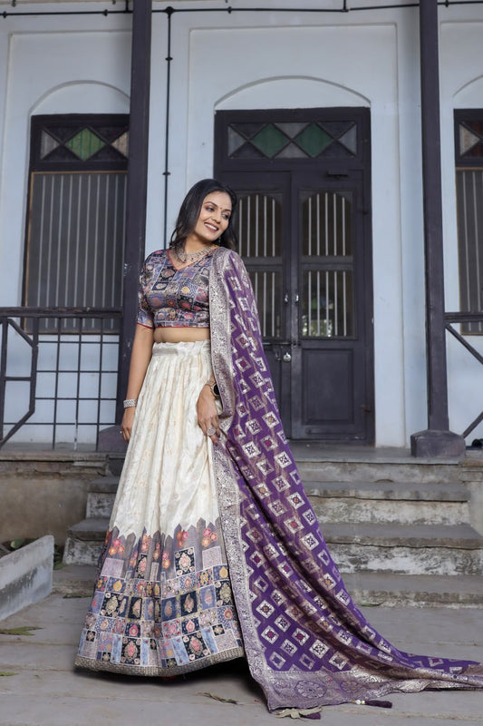 Traditional Jacquard Viscose Wedding Wear Lehenga