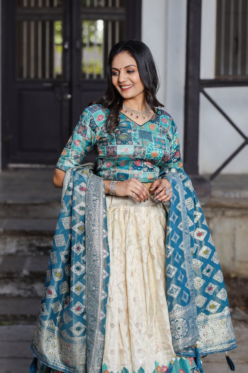 Traditional Jacquard Viscose Wedding Wear Lehenga