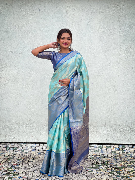 Sky Traditional Kanjivaram Tissue Pattu Saree