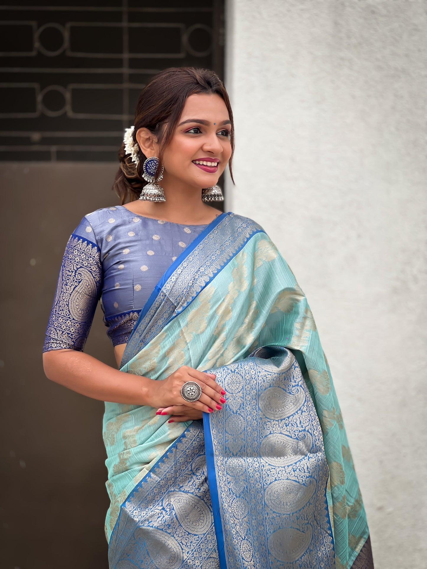 Sky Traditional Kanjivaram Tissue Pattu Saree
