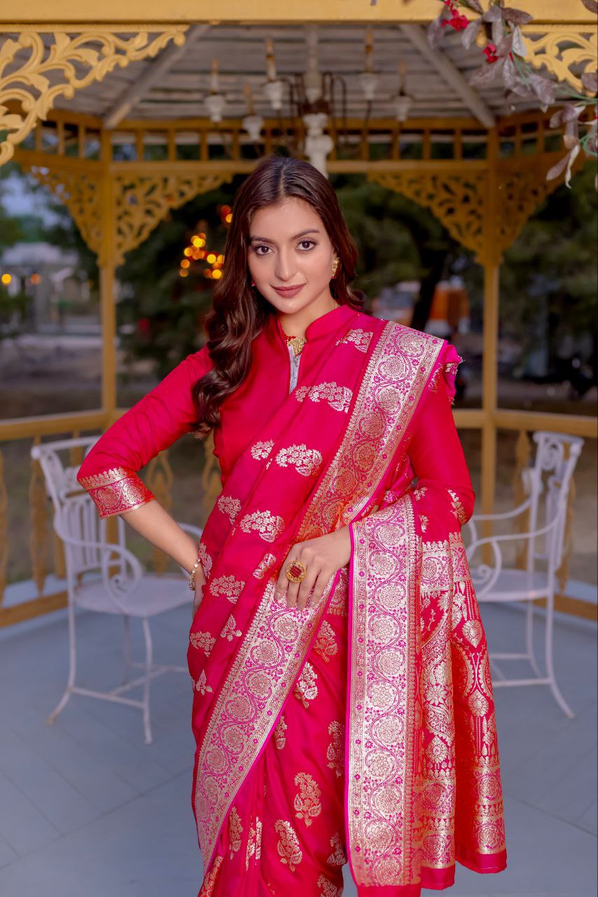 Traditional Wedding Banarasi Satin Silk Saree