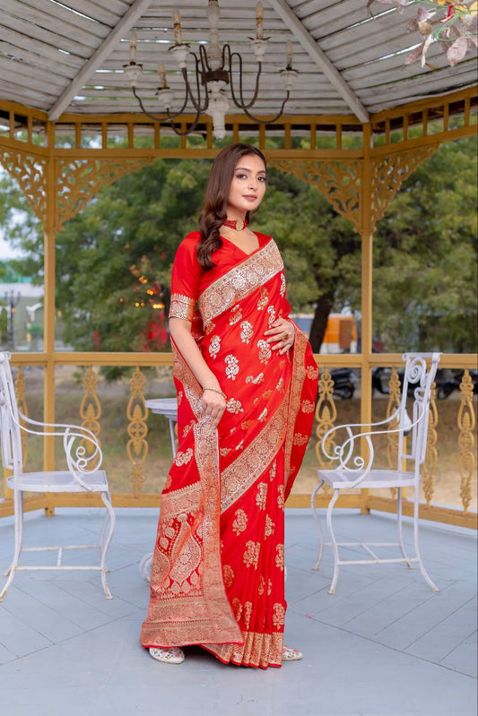 Traditional Wedding Banarasi Satin Silk Saree