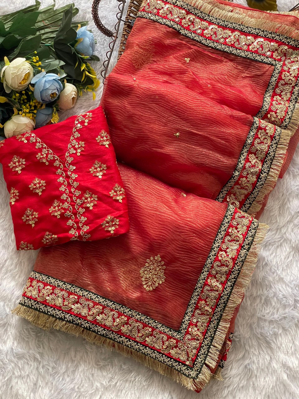 Wedding Wear Banarasi Crush Silk Saree