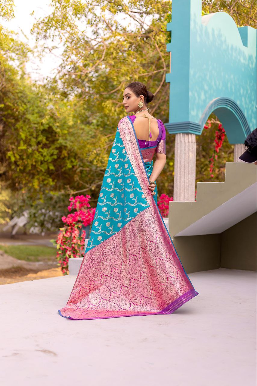 Wedding Wear Banarasi Semi Satin Saree