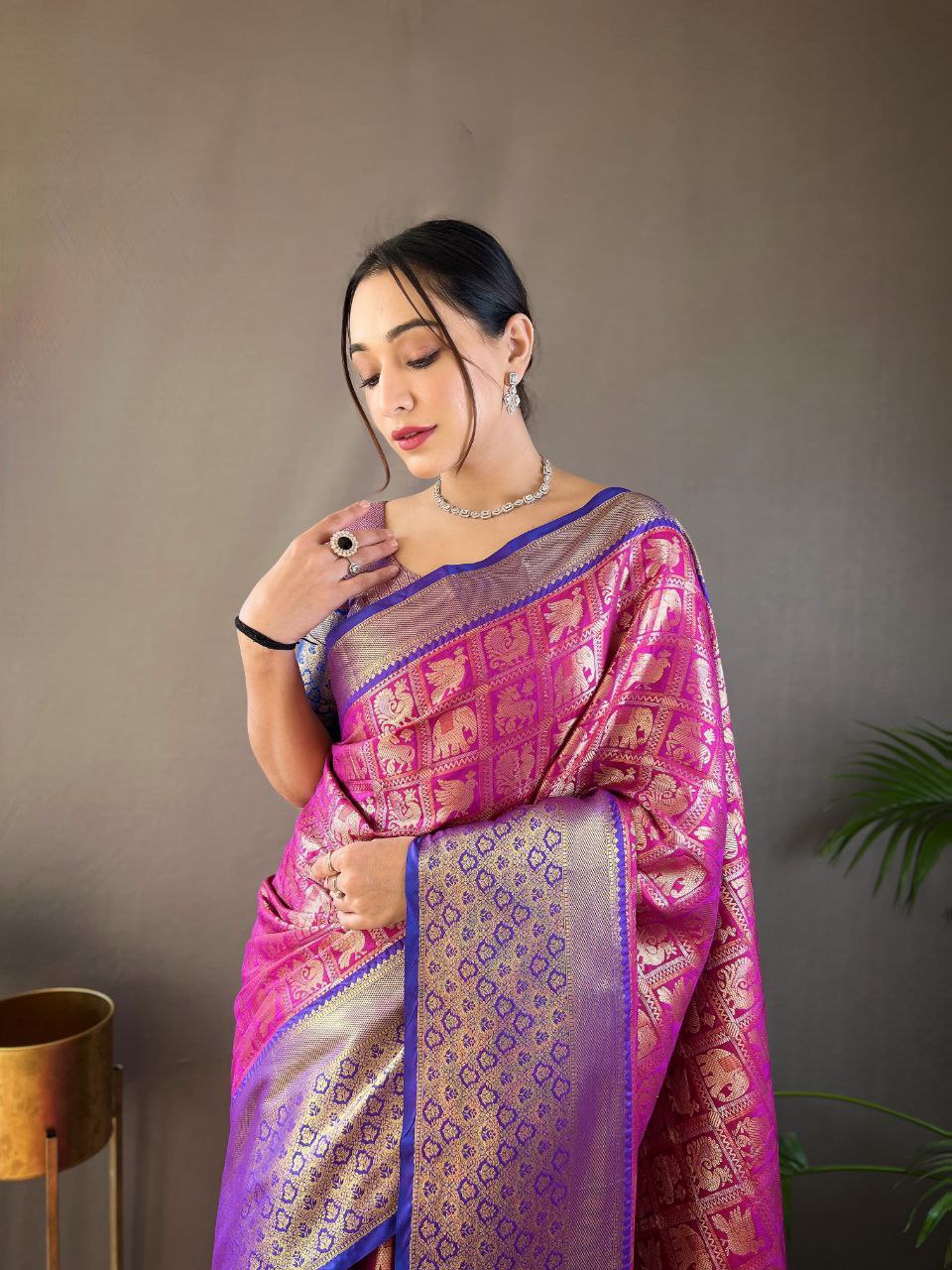 Magenta Wedding Wear Pattu Silk Saree