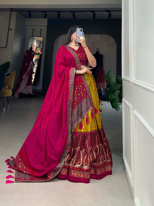 Wedding Wear Tussar Silk Lehenga