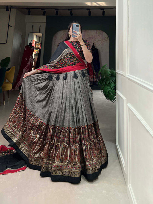 Wedding Wear Tussar Silk Lehenga