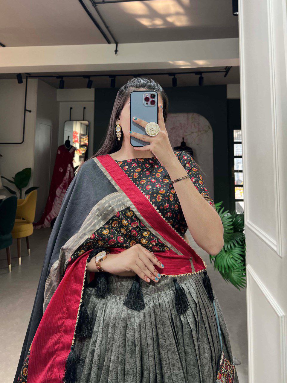 Wedding Wear Tussar Silk Lehenga