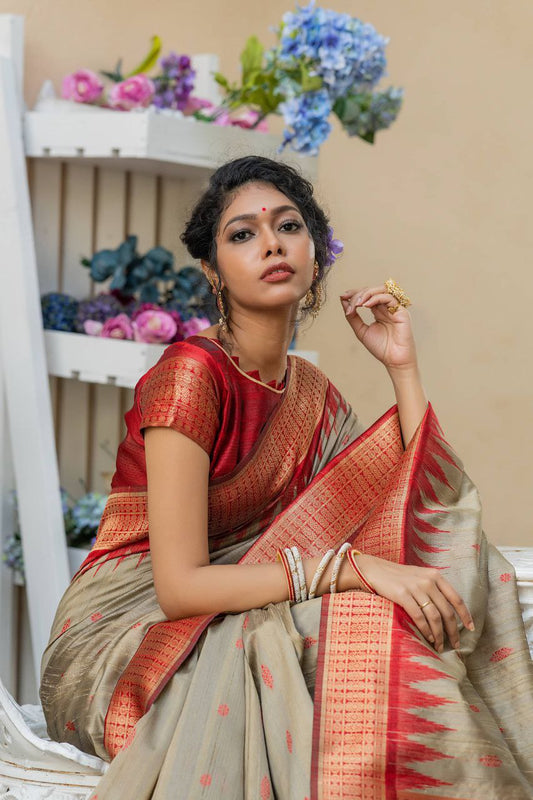 Wedding Wear Tussur Silk Weaving Saree