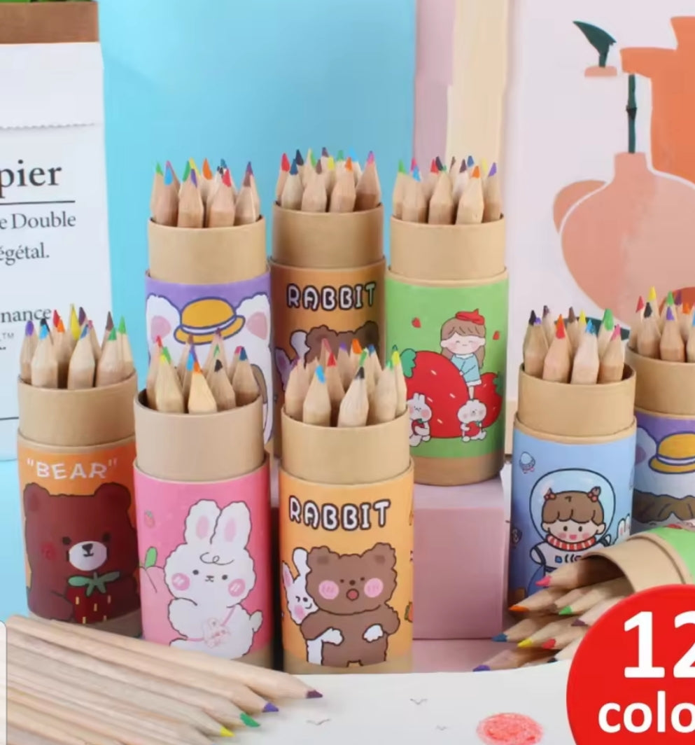 Small 12 pcs color pencils with sharpener