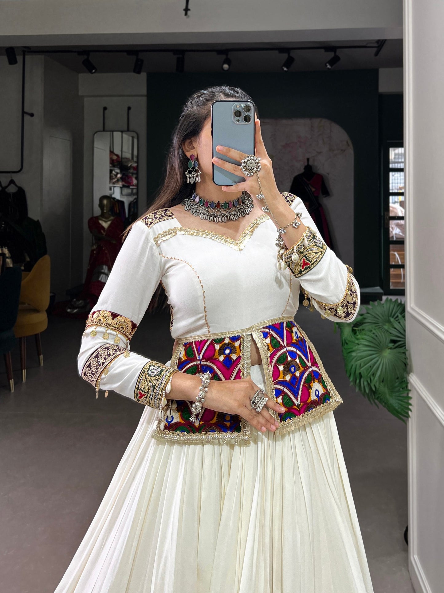 White Designer Navaratri Wear Lehenga Choli