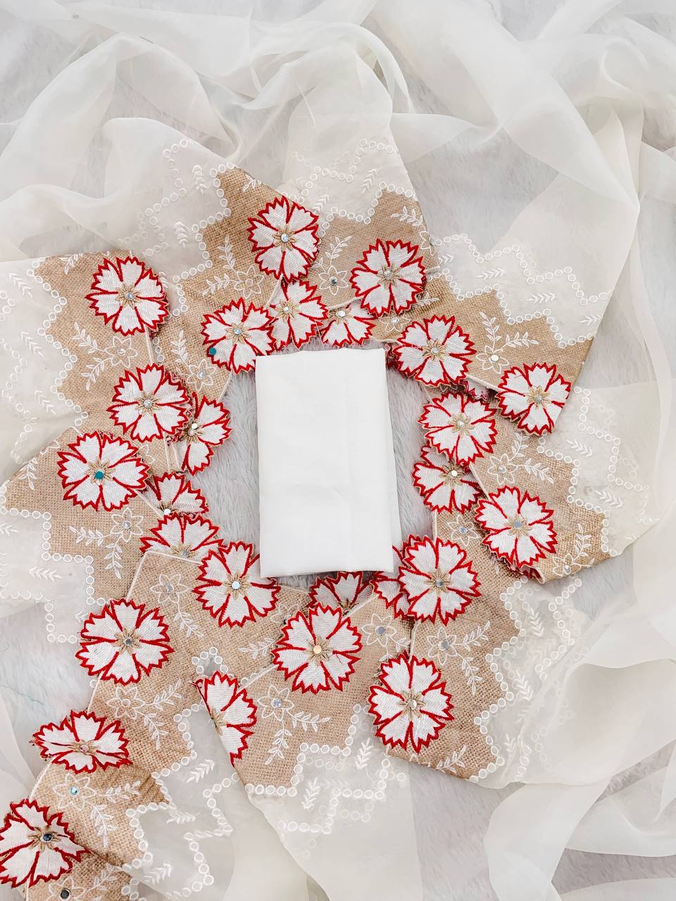 White Designer Organza Saree