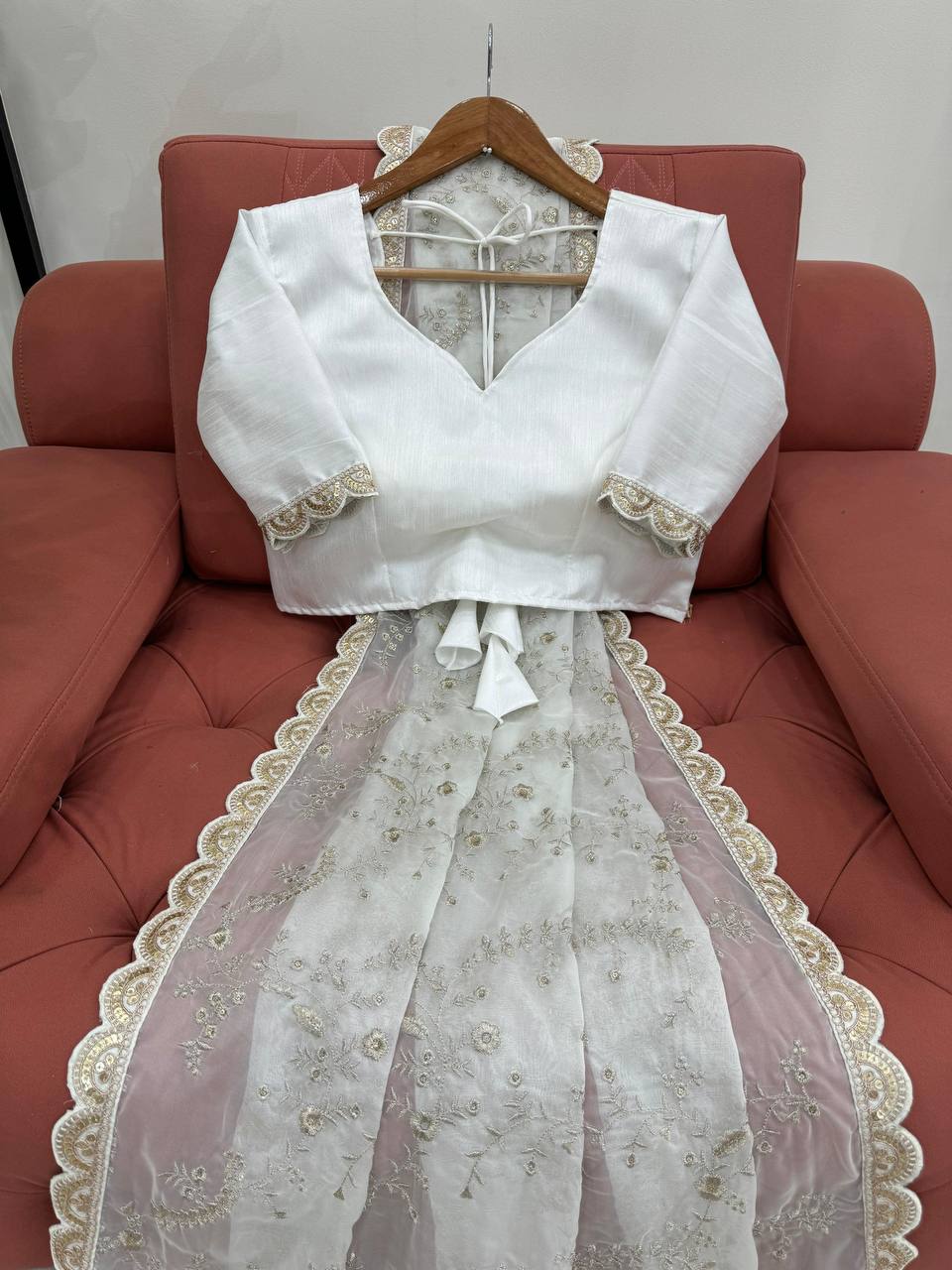 White Party Wear Tabby Silk Saree