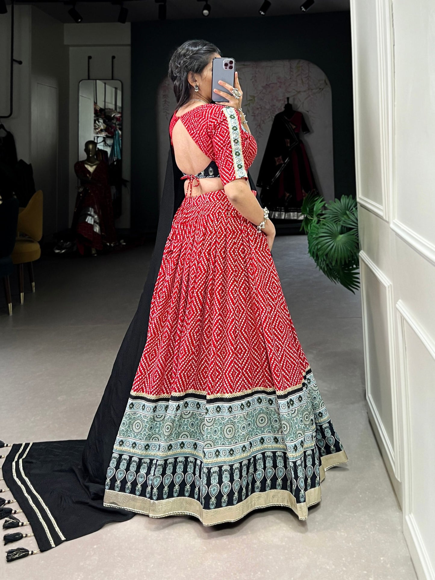 Red Designer Navaratri Wear Lehenga Choli