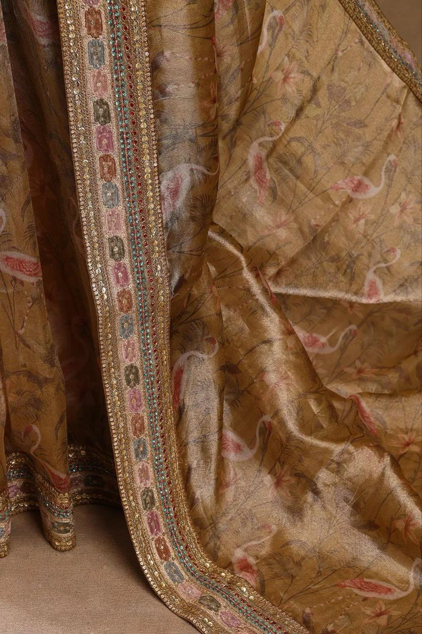 3D Floral Bollywood Organza Saree | Clone Design