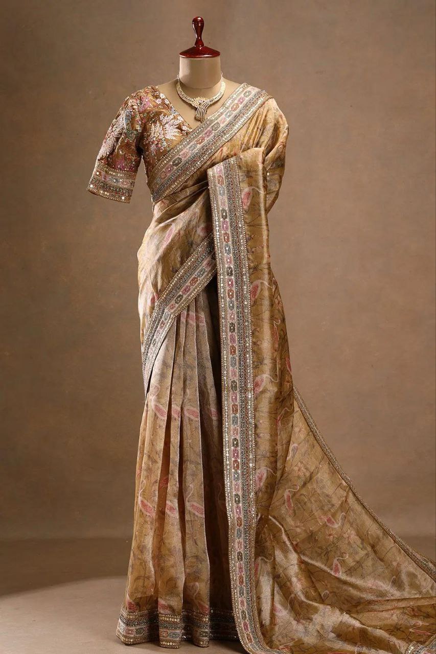 3D Floral Bollywood Organza Saree | Clone Design