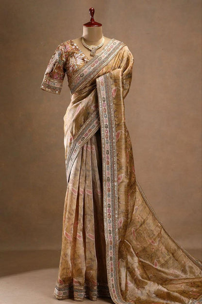 3D Floral Bollywood Organza Saree | Clone Design