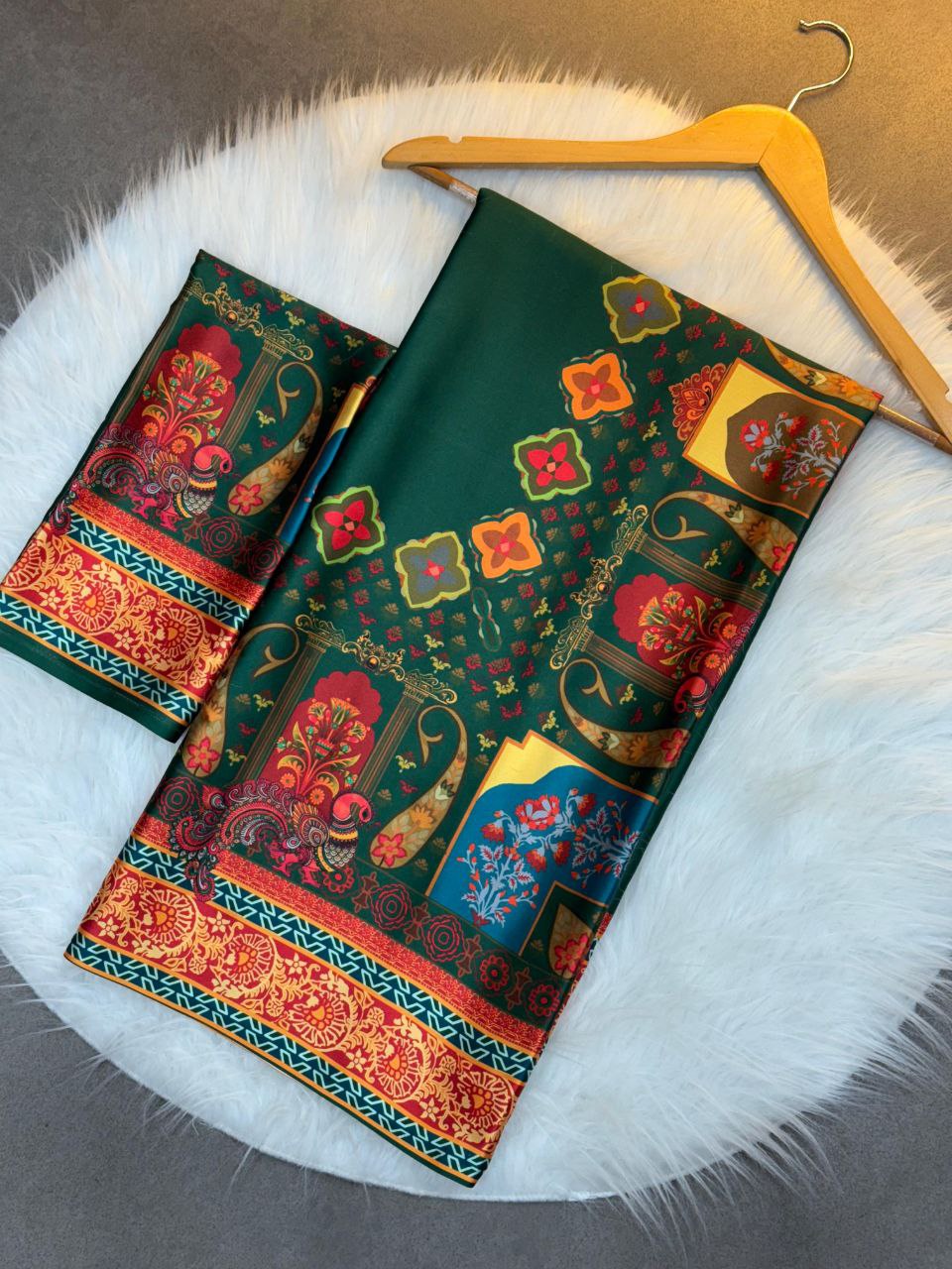 Ajrak Print Gaji Satin Silk Saree