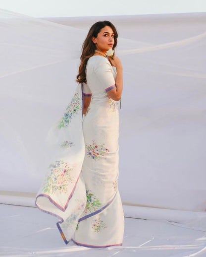 Alia's Bhatt Designer Linen Saree | Replica Design