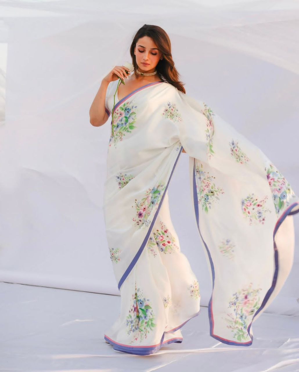 Alia's Bhatt Designer Linen Saree | Replica Design