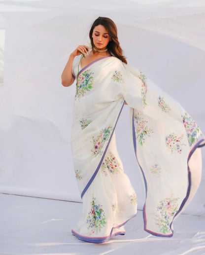 Alia's Bhatt Designer Linen Saree | Replica Design