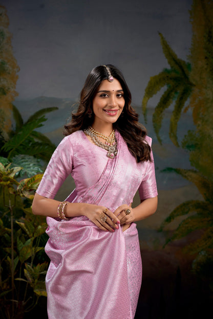 Baby Pink Wedding Wear Kanjivaram Saree