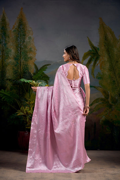 Baby Pink Wedding Wear Kanjivaram Saree