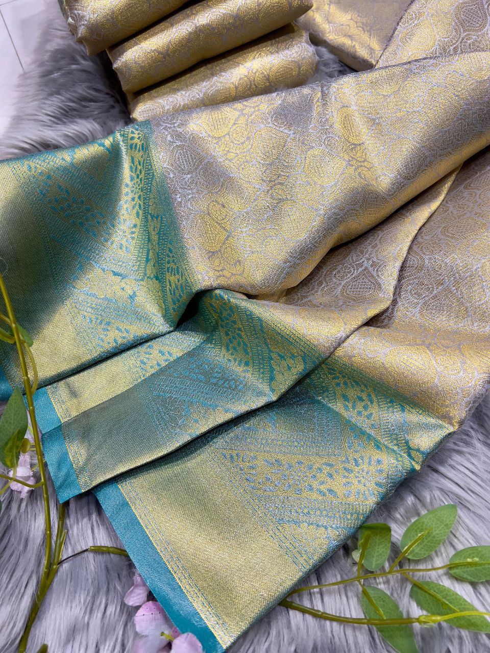 Banarasi Handloom Golden Tissue Silk Saree