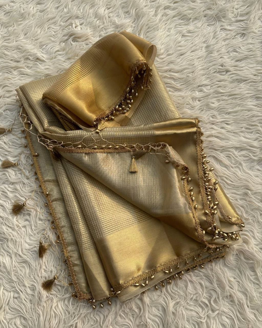 Banarasi Handloom Golden Tissue Silk Saree