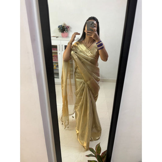 Banarasi Handloom Golden Tissue Silk Saree