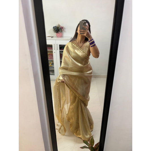Banarasi Handloom Golden Tissue Silk Saree